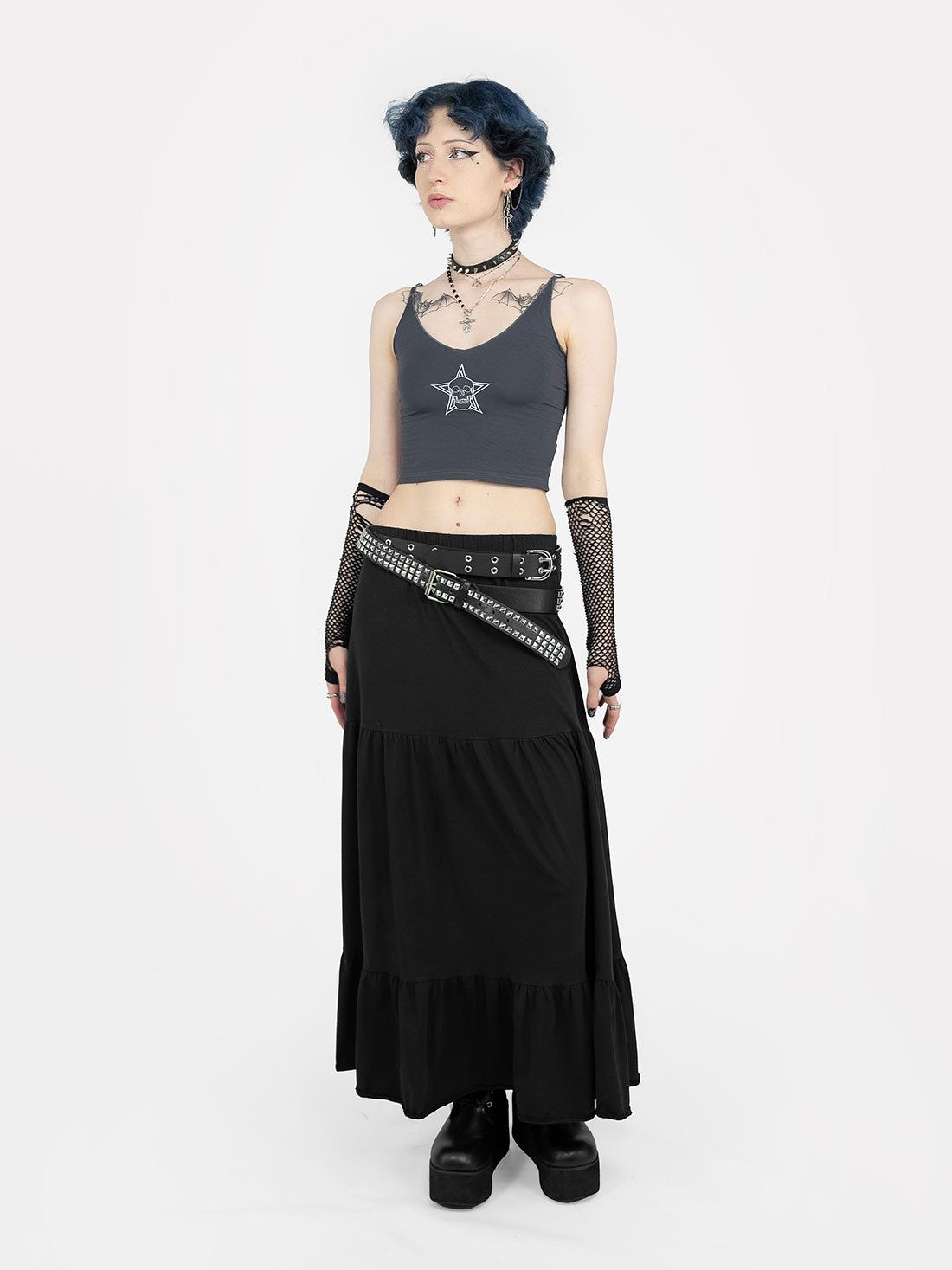 Spódnica midi z falbanami Oblivion