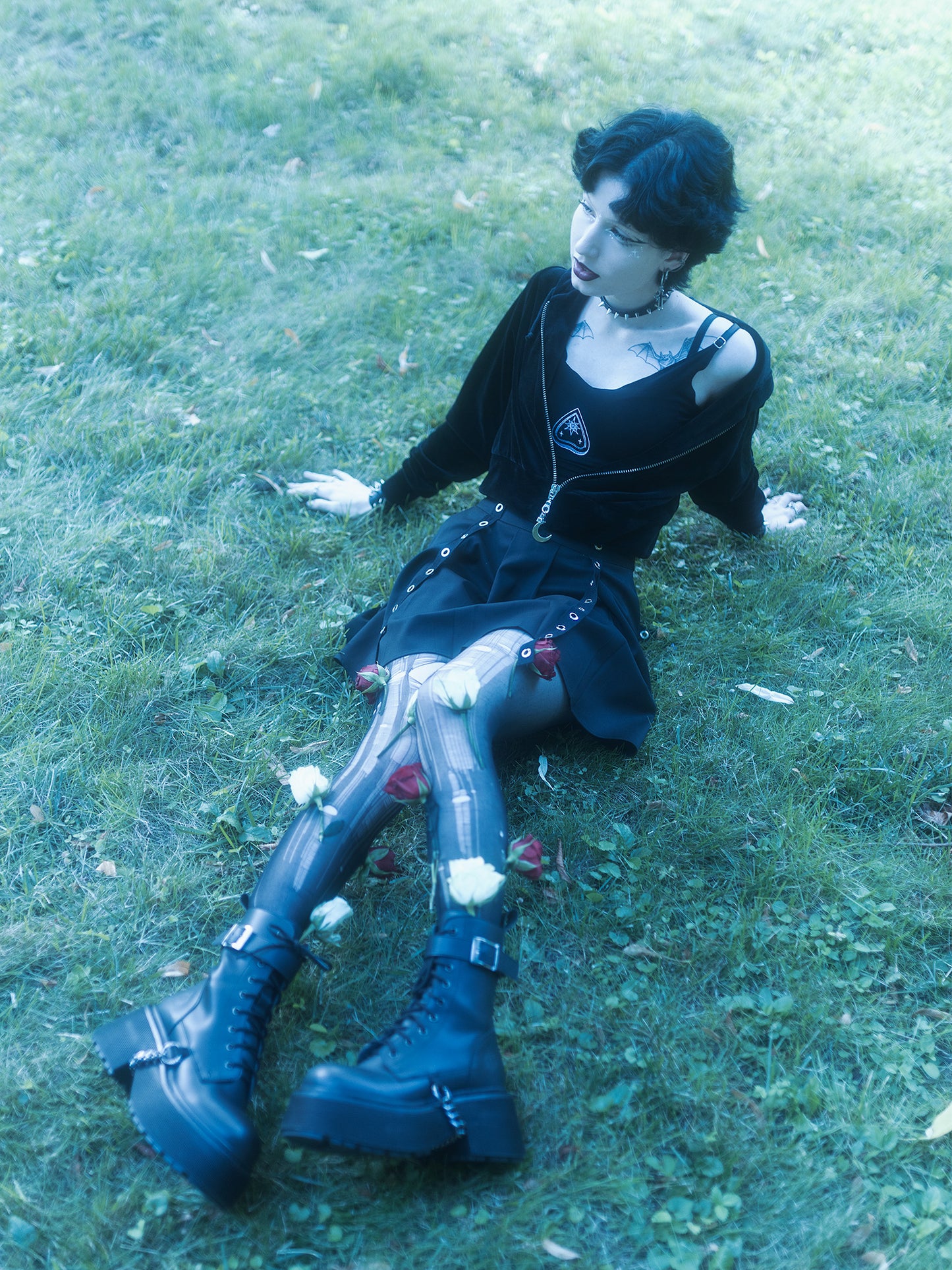 Batcave Velvet Cropped Hoodie