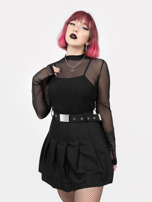 Black mesh top
