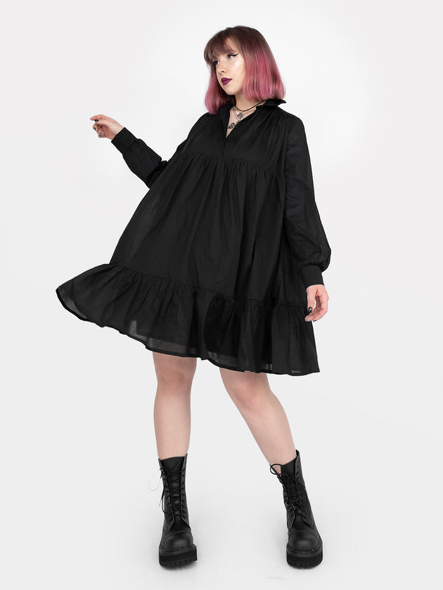 Czarna, płócienna sukienka koszulowa Dakota