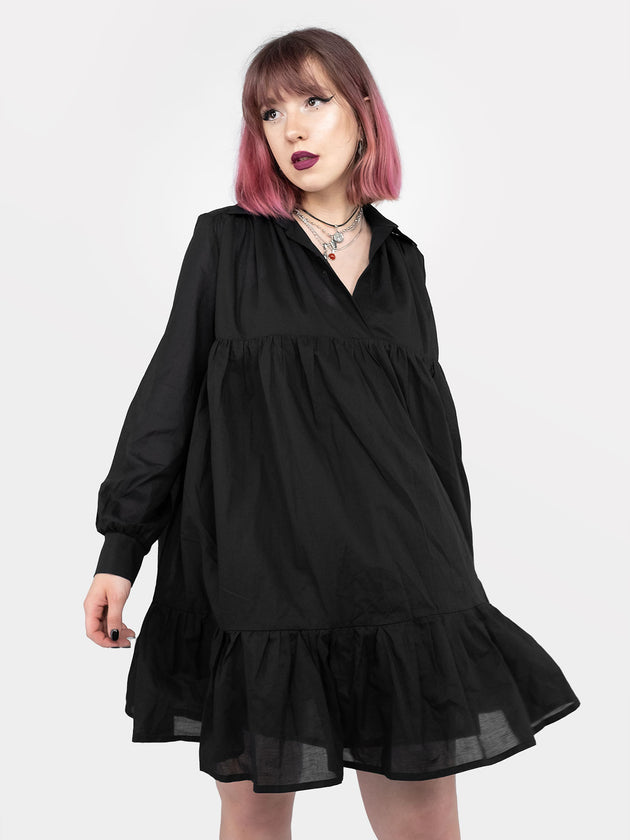 Czarna, płócienna sukienka koszulowa Dakota