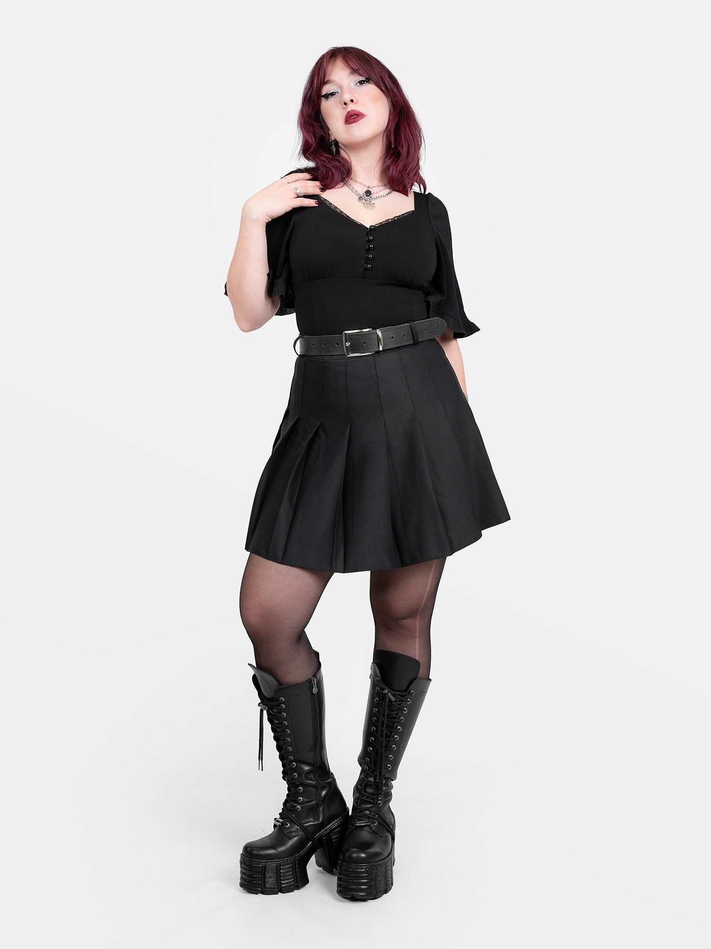 Black tennis skirt with belt loops