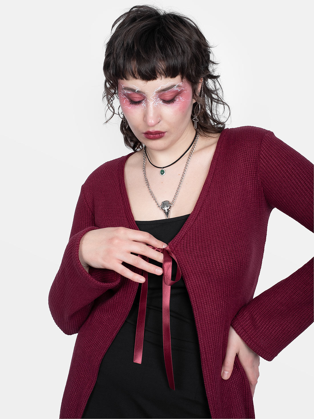 Rhiannon Burgundy Long Cardigan