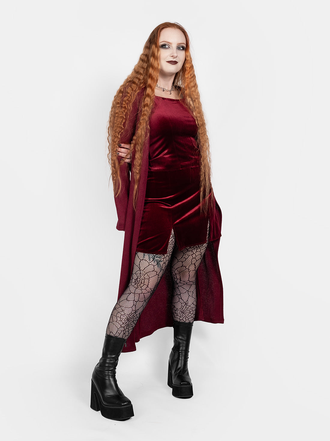 Burgundy velvet Conjure corset top