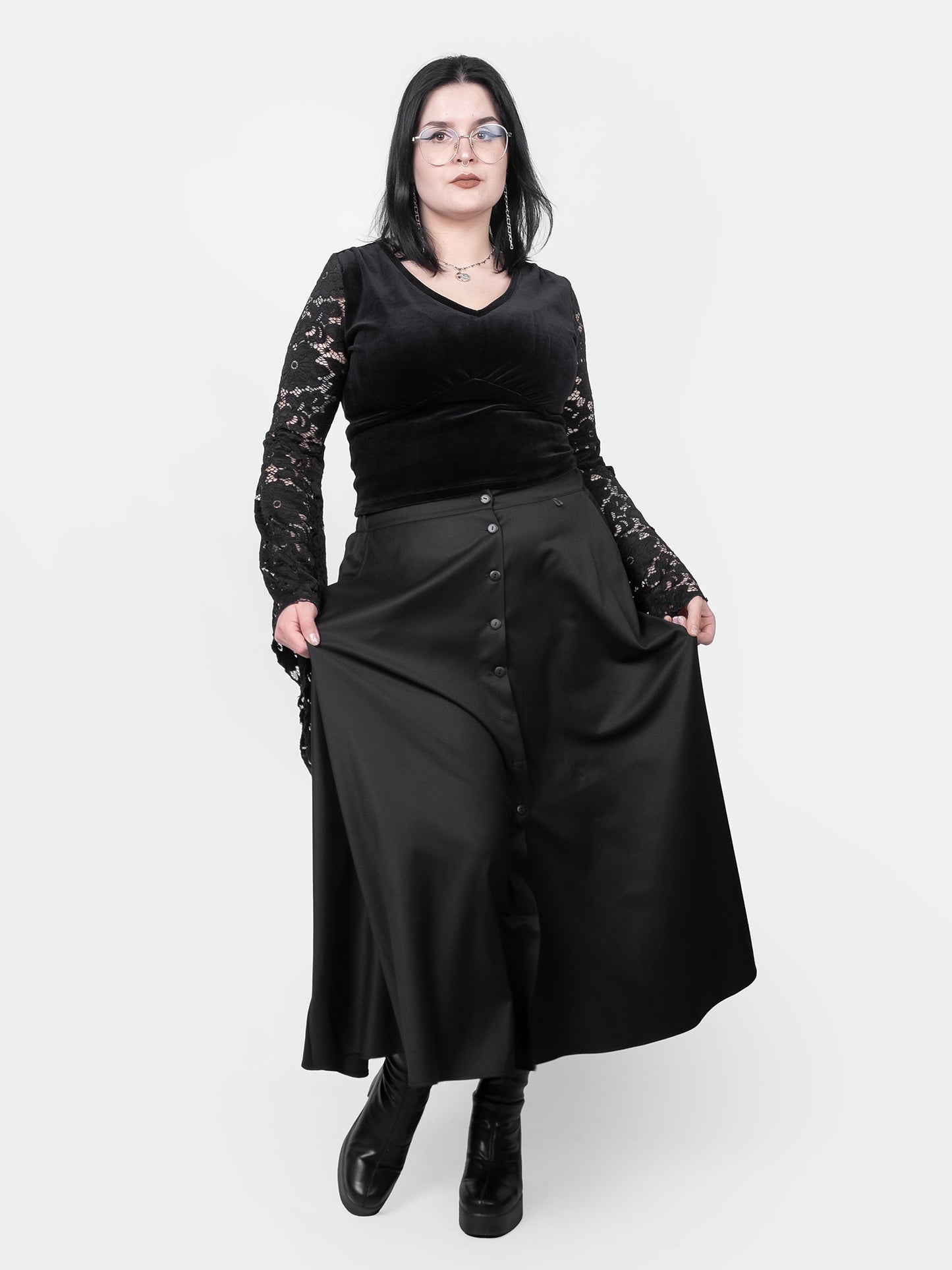 Beatrice Button Maxi Skirt