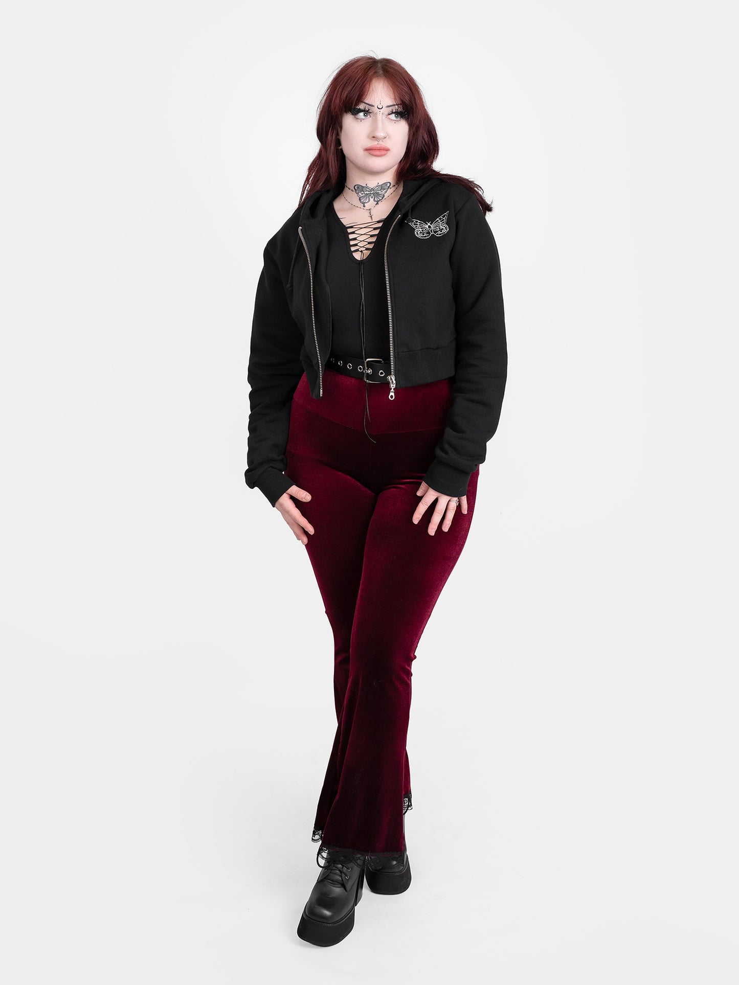 Gloom Embroidered Cropped Hoodie