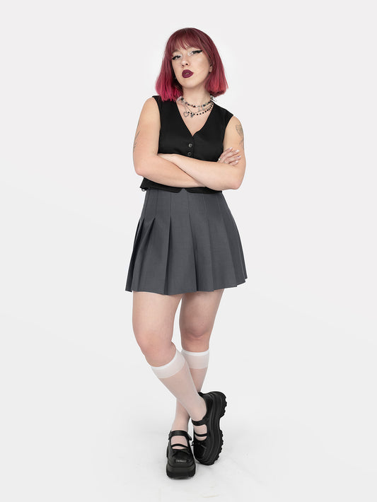 Gray tennis skirt with belt loops