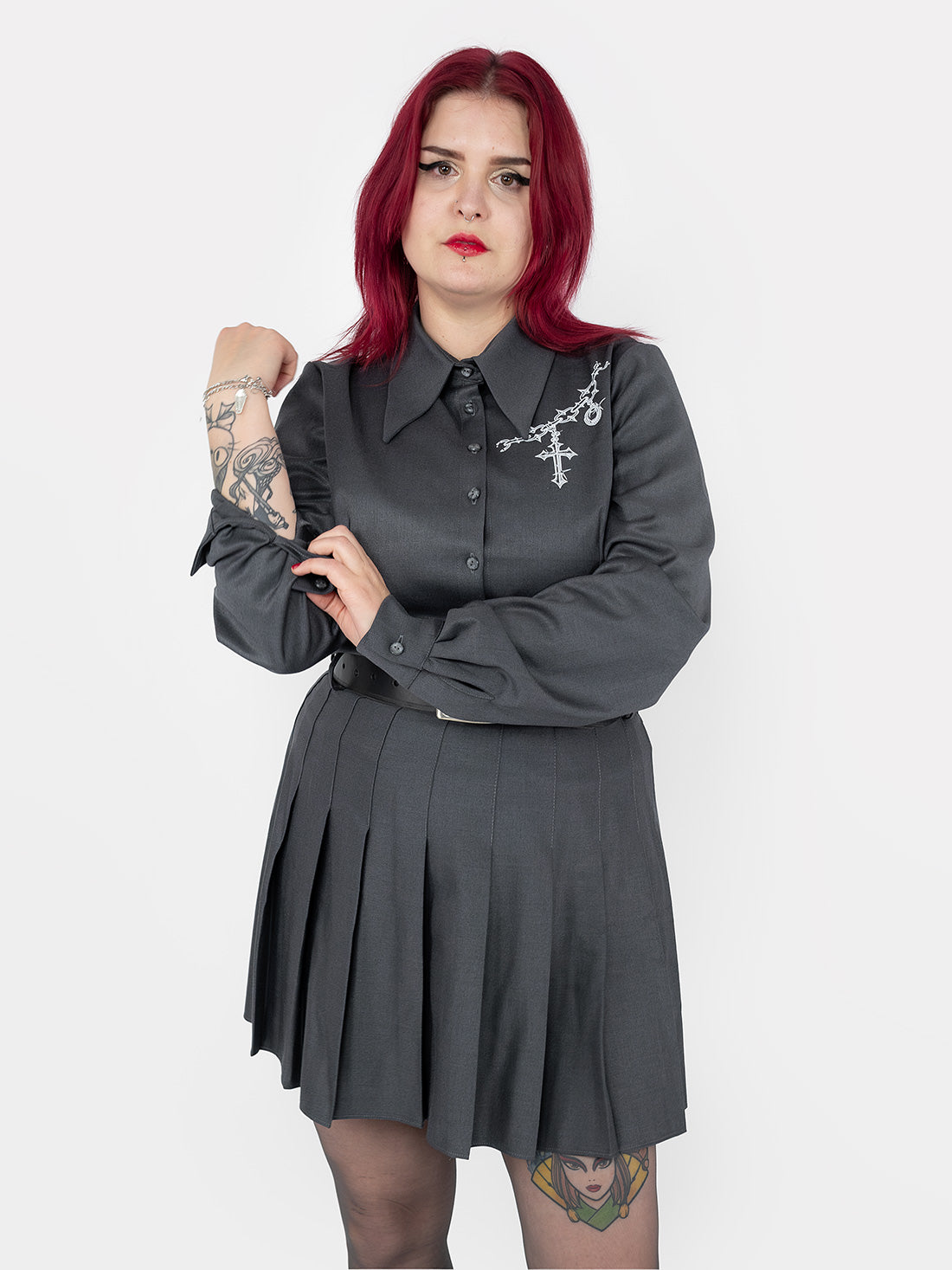 Szara tennis skirt ze szlufkami