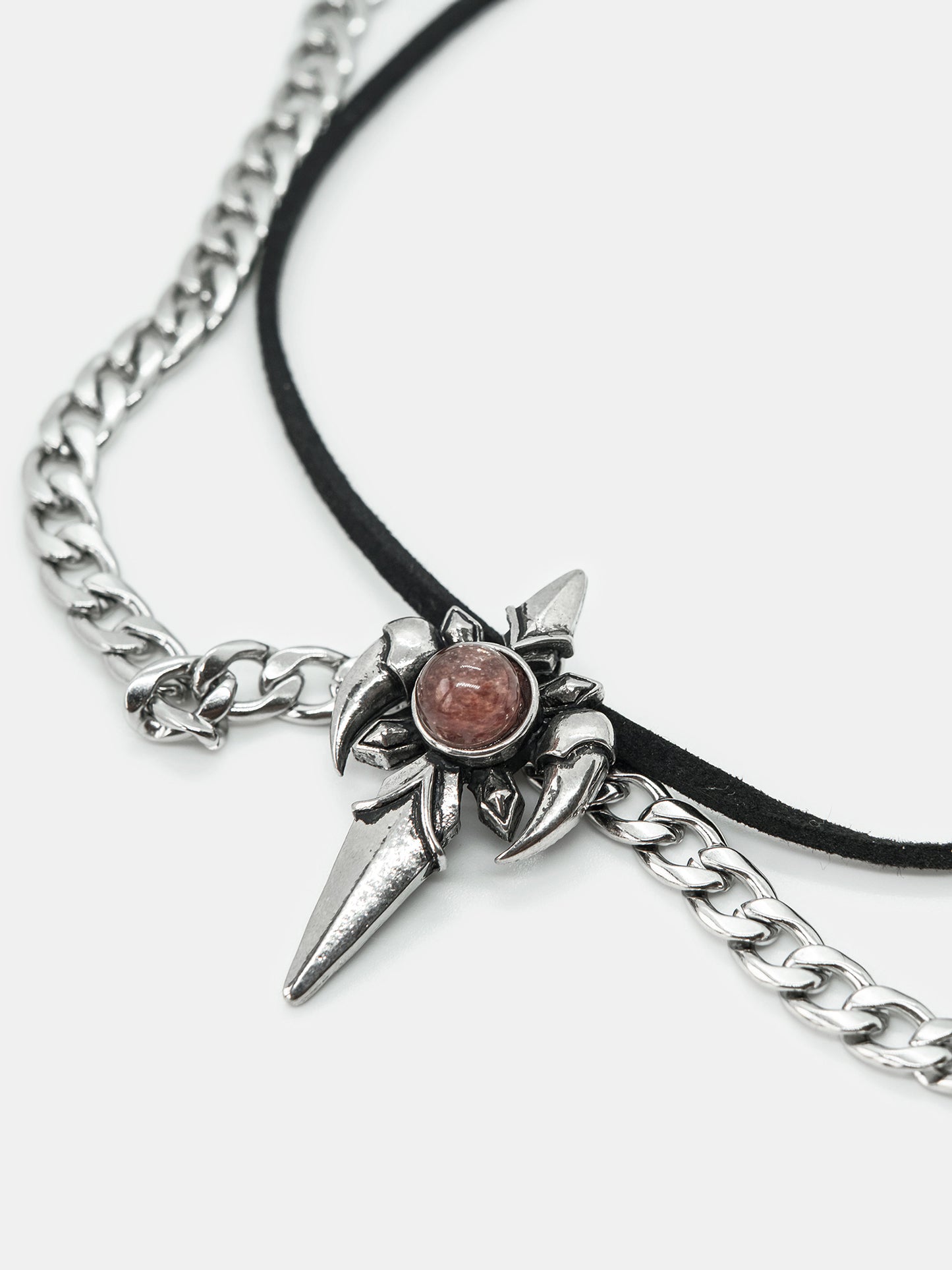 Choker z łańcuchem i kwarcem Lithium