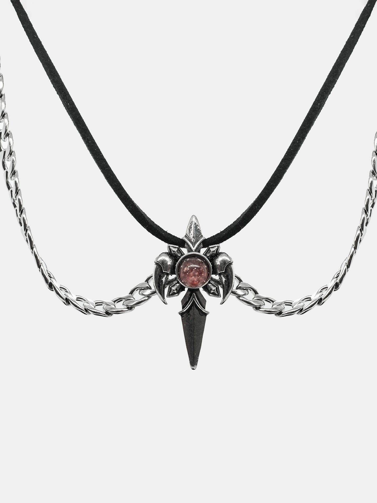 Choker z łańcuchem i kwarcem Lithium