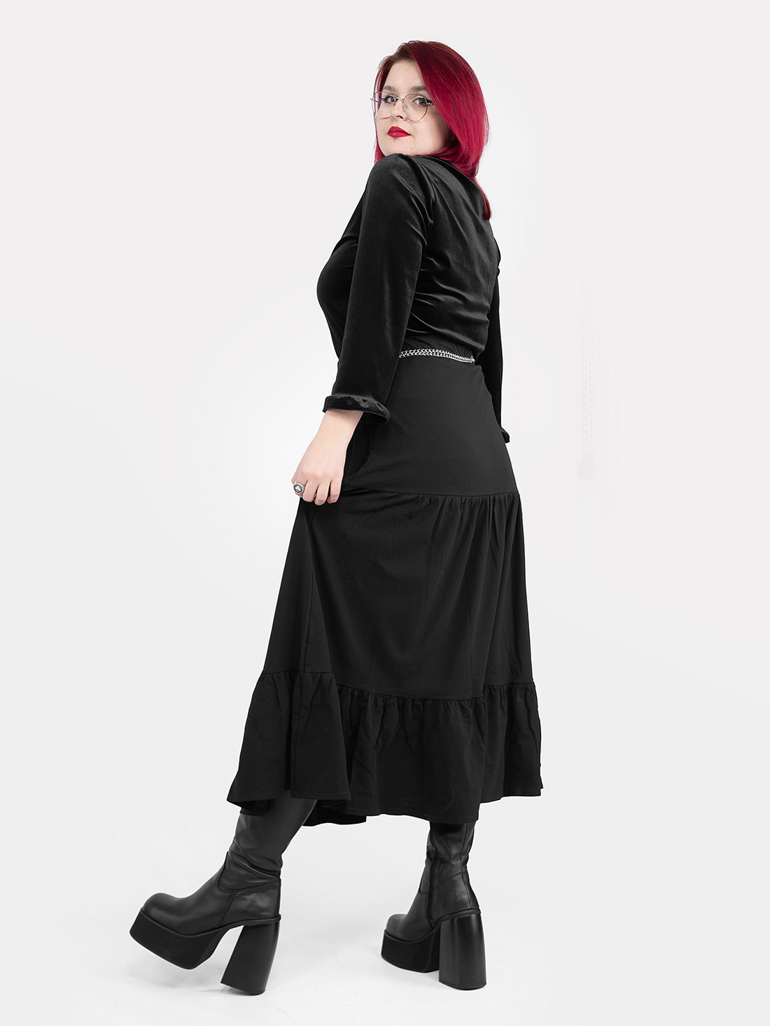 Spódnica midi z falbanami Oblivion