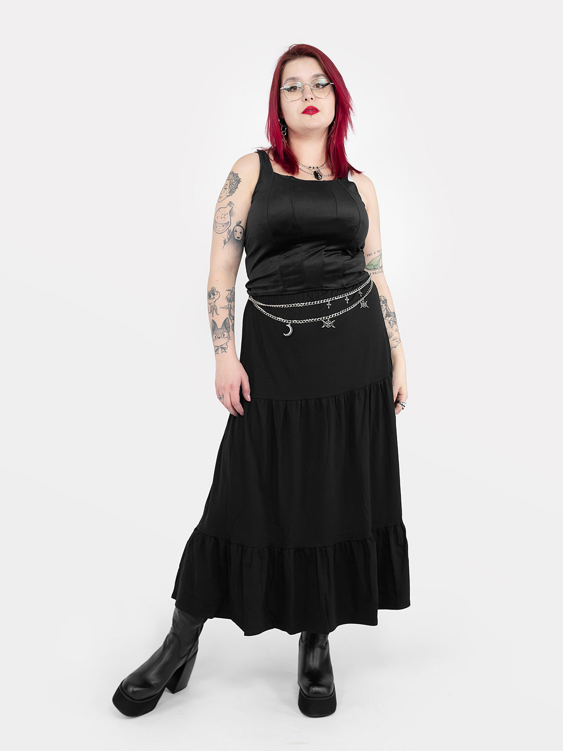 Spódnica midi z falbanami Oblivion