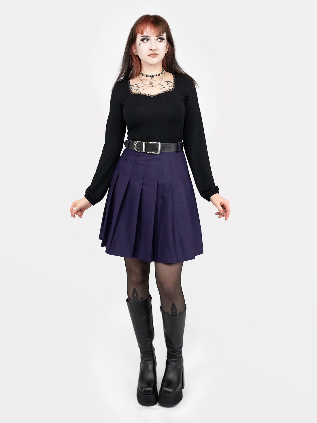 TALL Fioletowa tennis skirt ze szlufkami