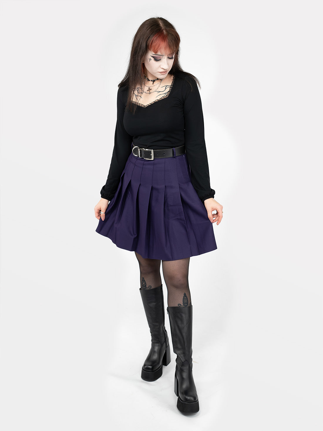 TALL Fioletowa tennis skirt ze szlufkami