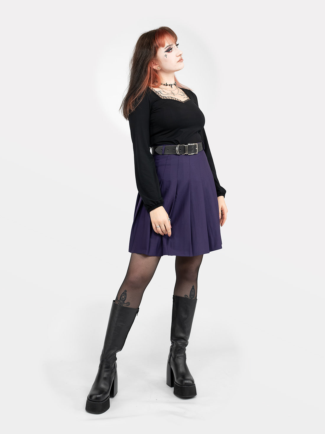 TALL Fioletowa tennis skirt ze szlufkami