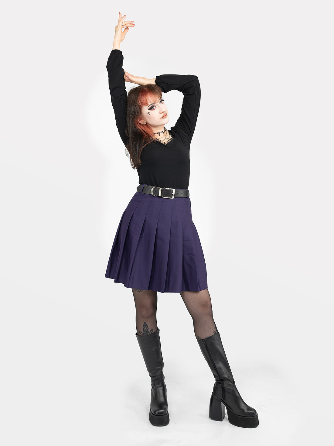 TALL Fioletowa tennis skirt ze szlufkami