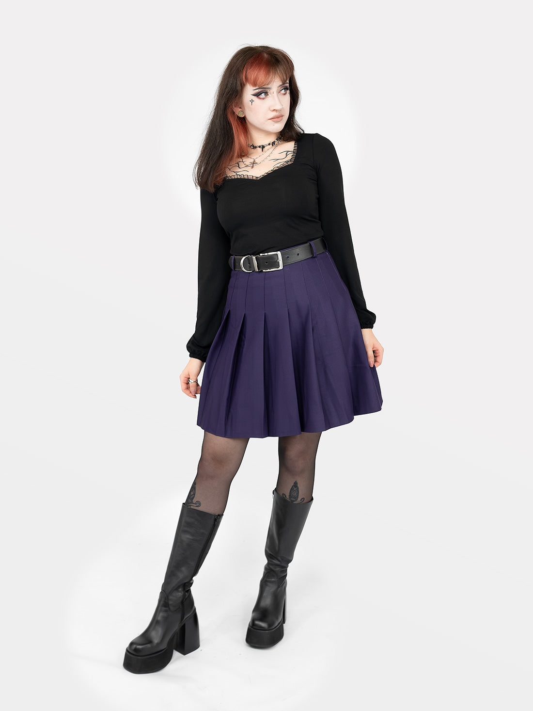 TALL Fioletowa tennis skirt ze szlufkami