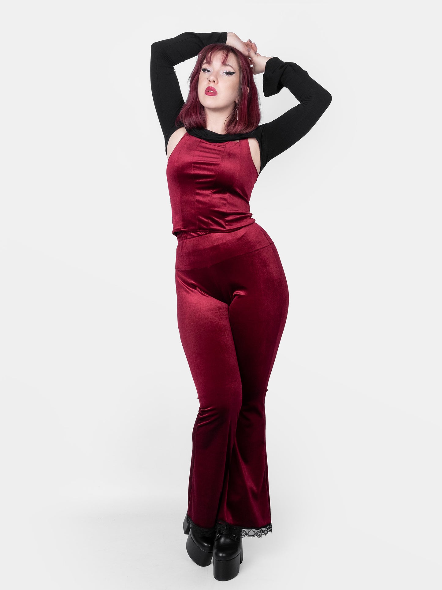 Sempre Burgundy Velvet Flares