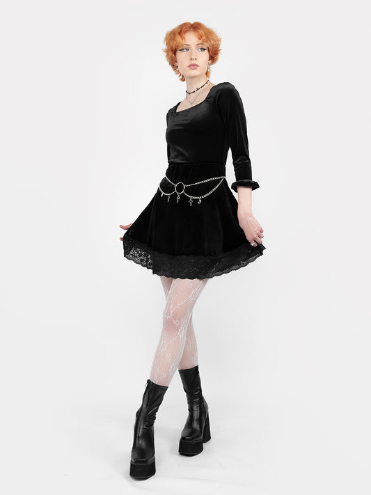 Velvet Mini Skirt with Lace Afterdark