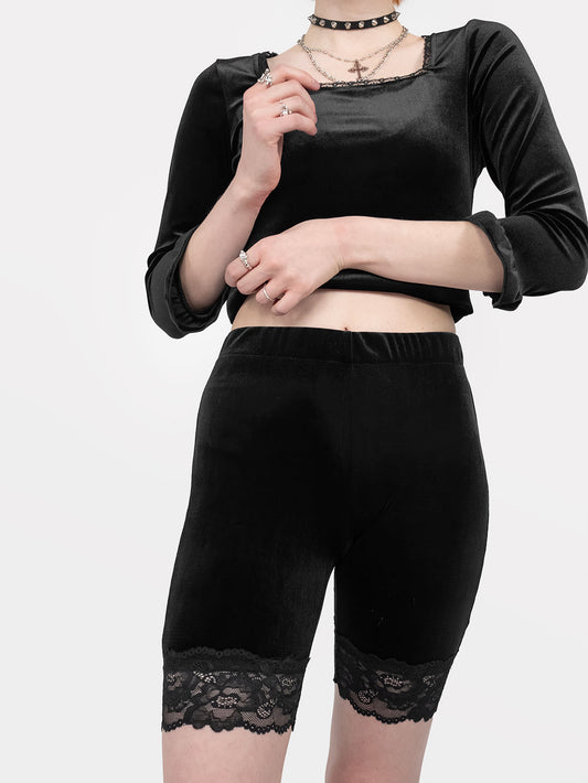 Velvet shorts with lace Surreal