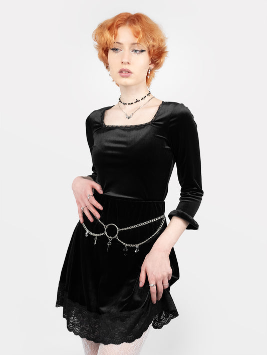 Velvet blouse with lace Morticia
