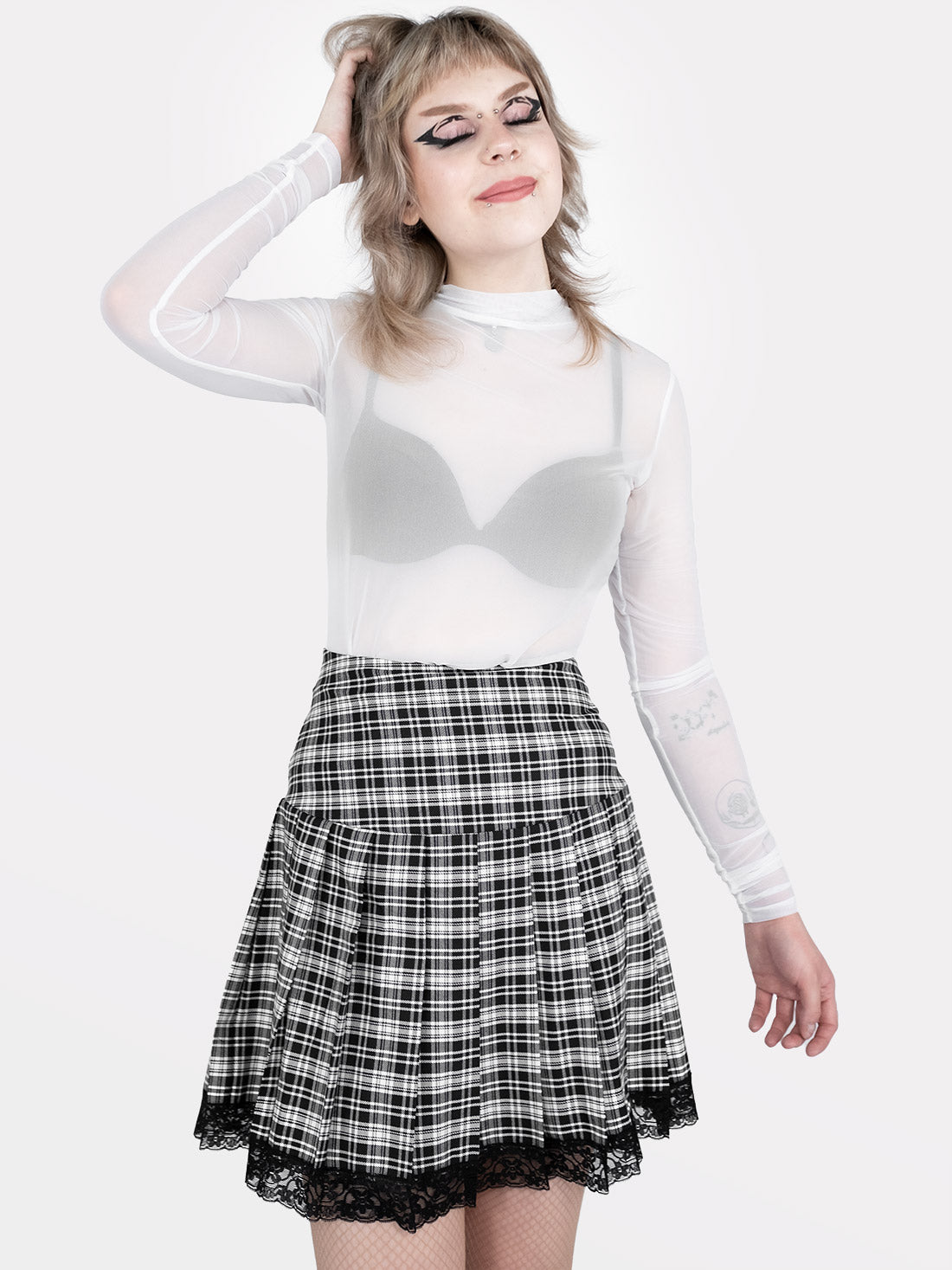 Biały mesh top