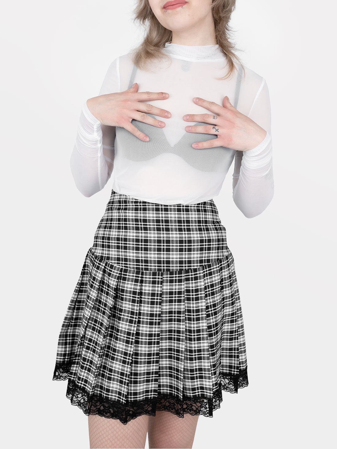 Biały mesh top