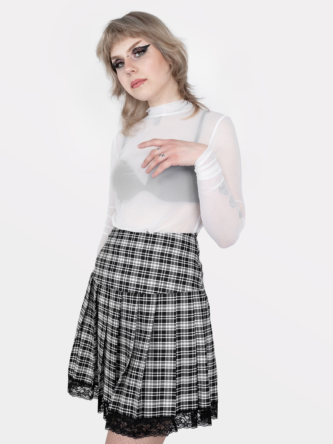 Biały mesh top