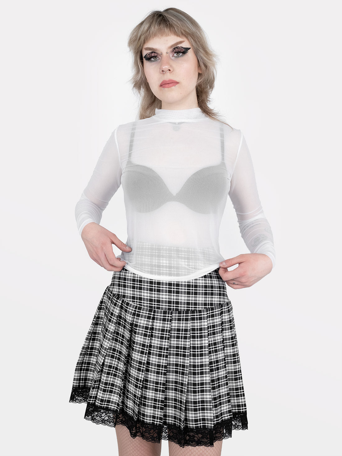 Biały mesh top