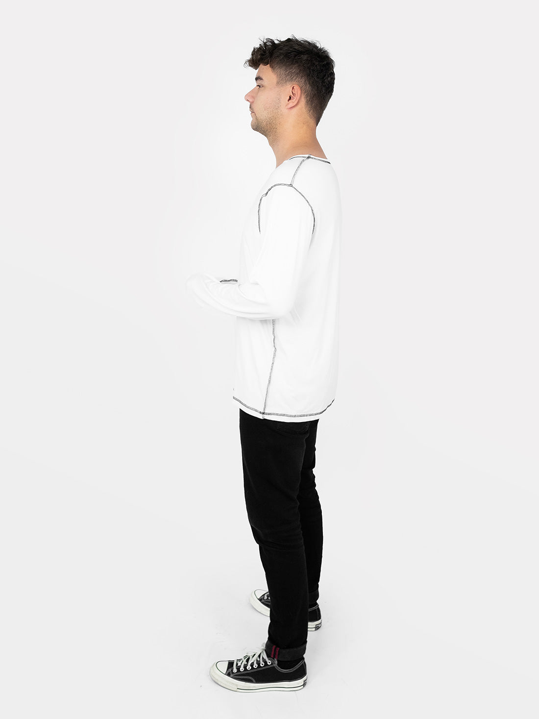 Longsleeve z haftem Skully biały