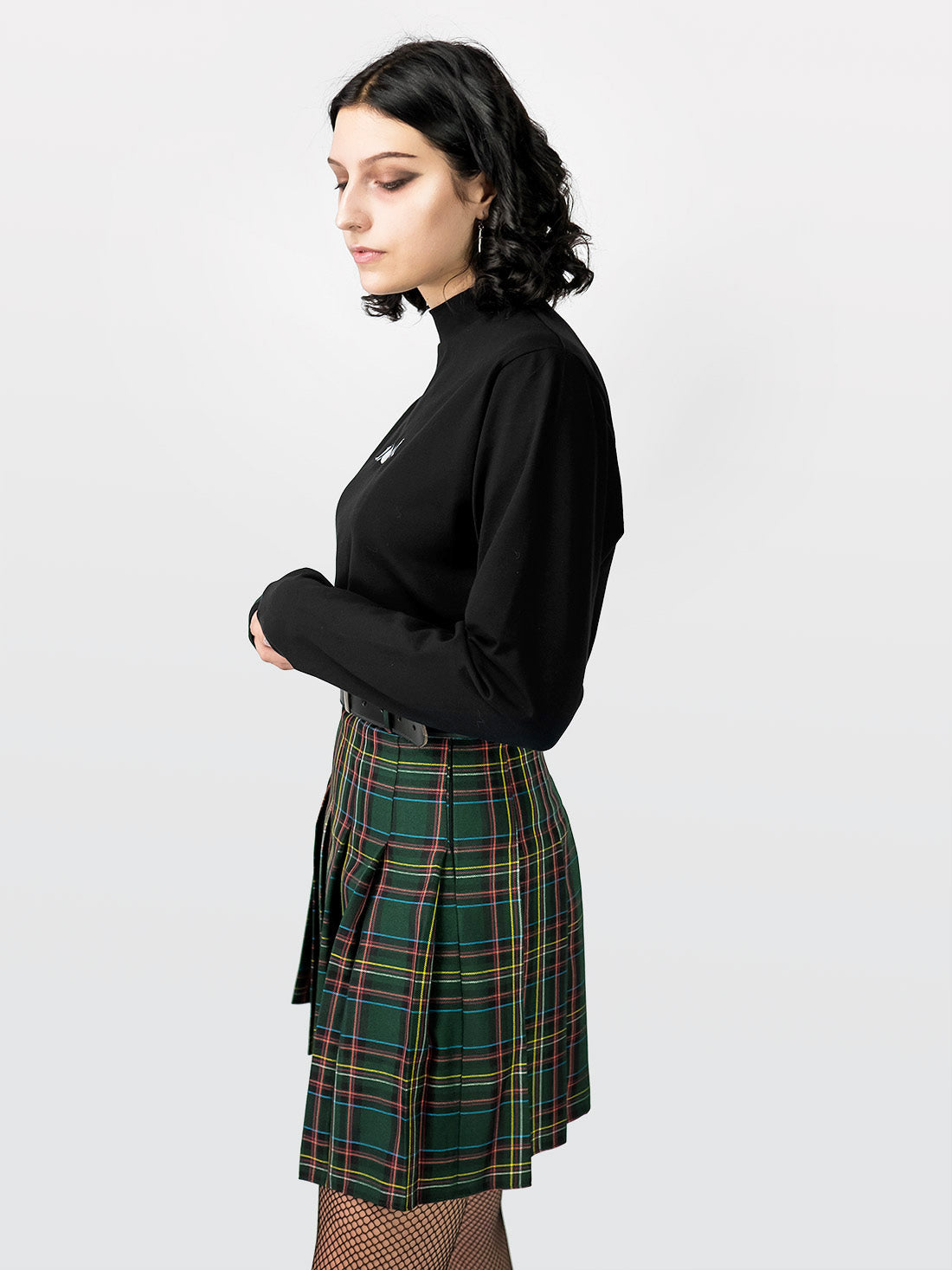 TALL Tennis skirt w zieloną kratę ze szlufkami