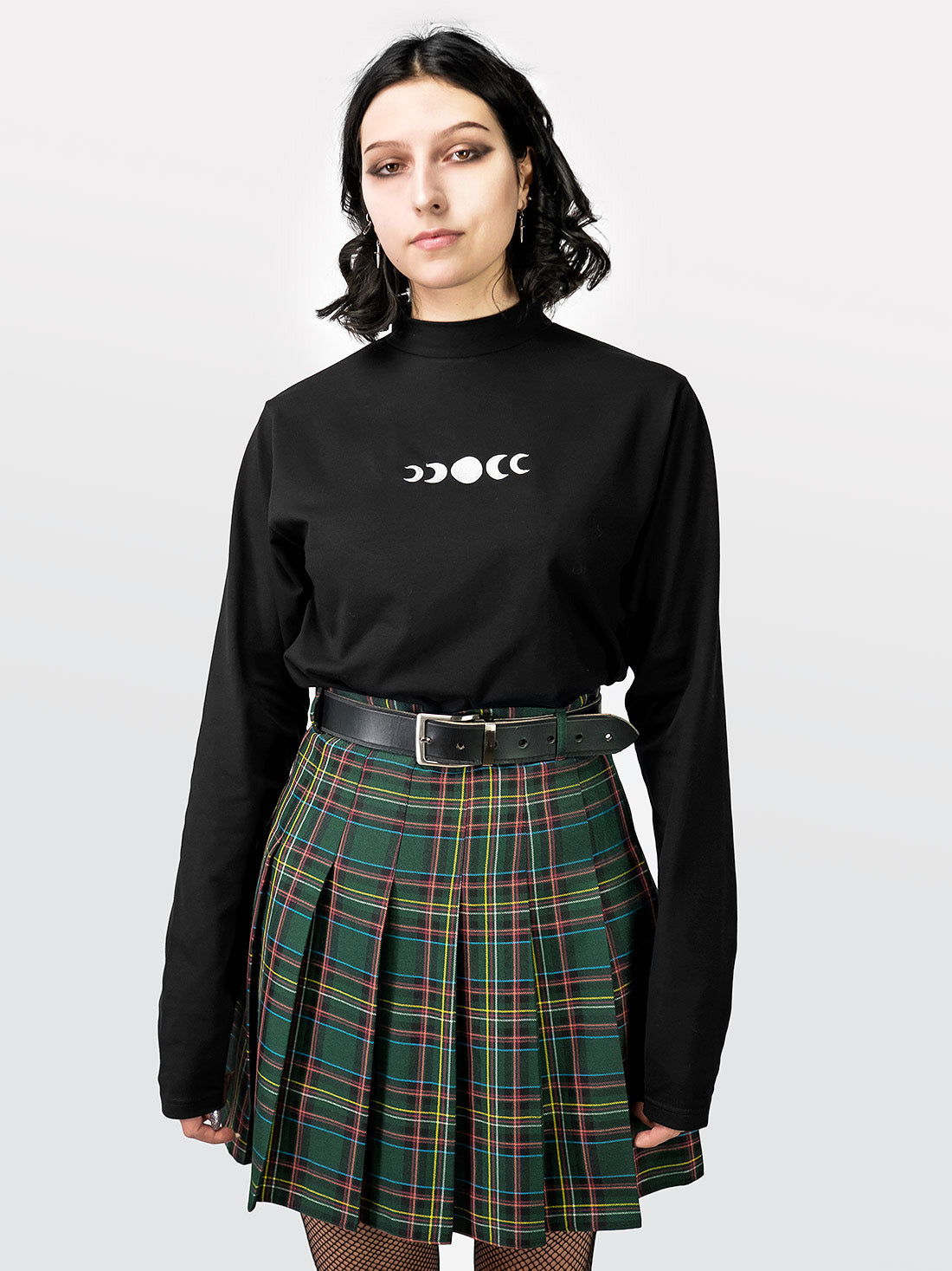 TALL Tennis skirt w zieloną kratę ze szlufkami