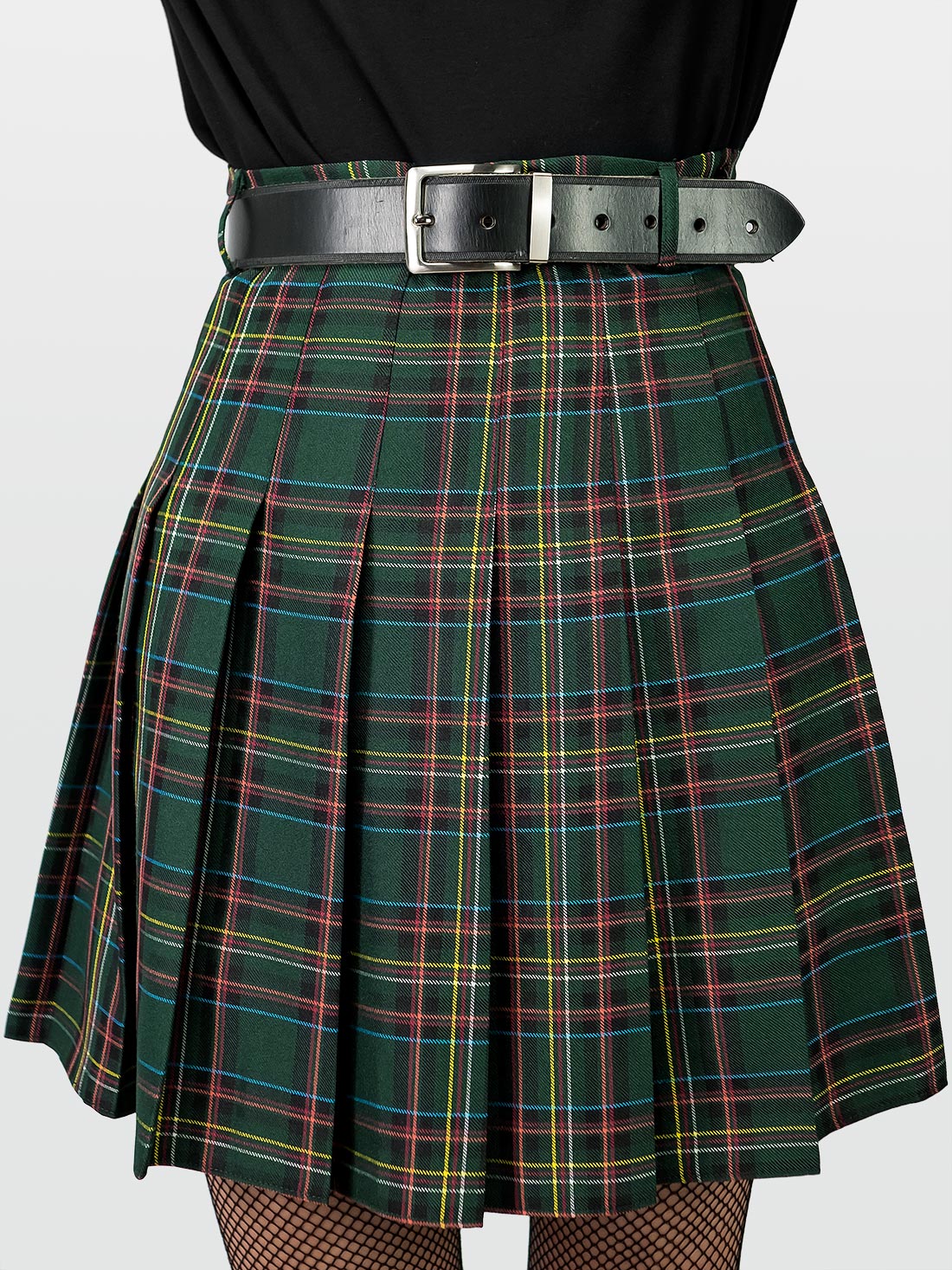 TALL Tennis skirt w zieloną kratę ze szlufkami