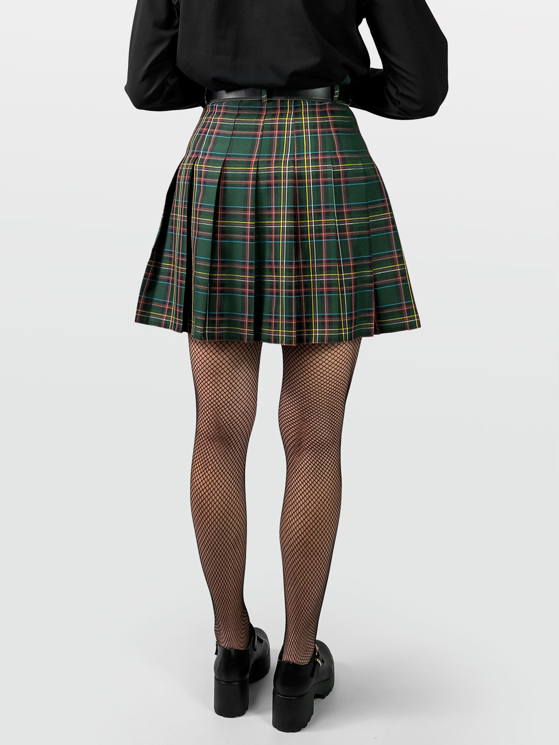 TALL Tennis skirt w zieloną kratę ze szlufkami