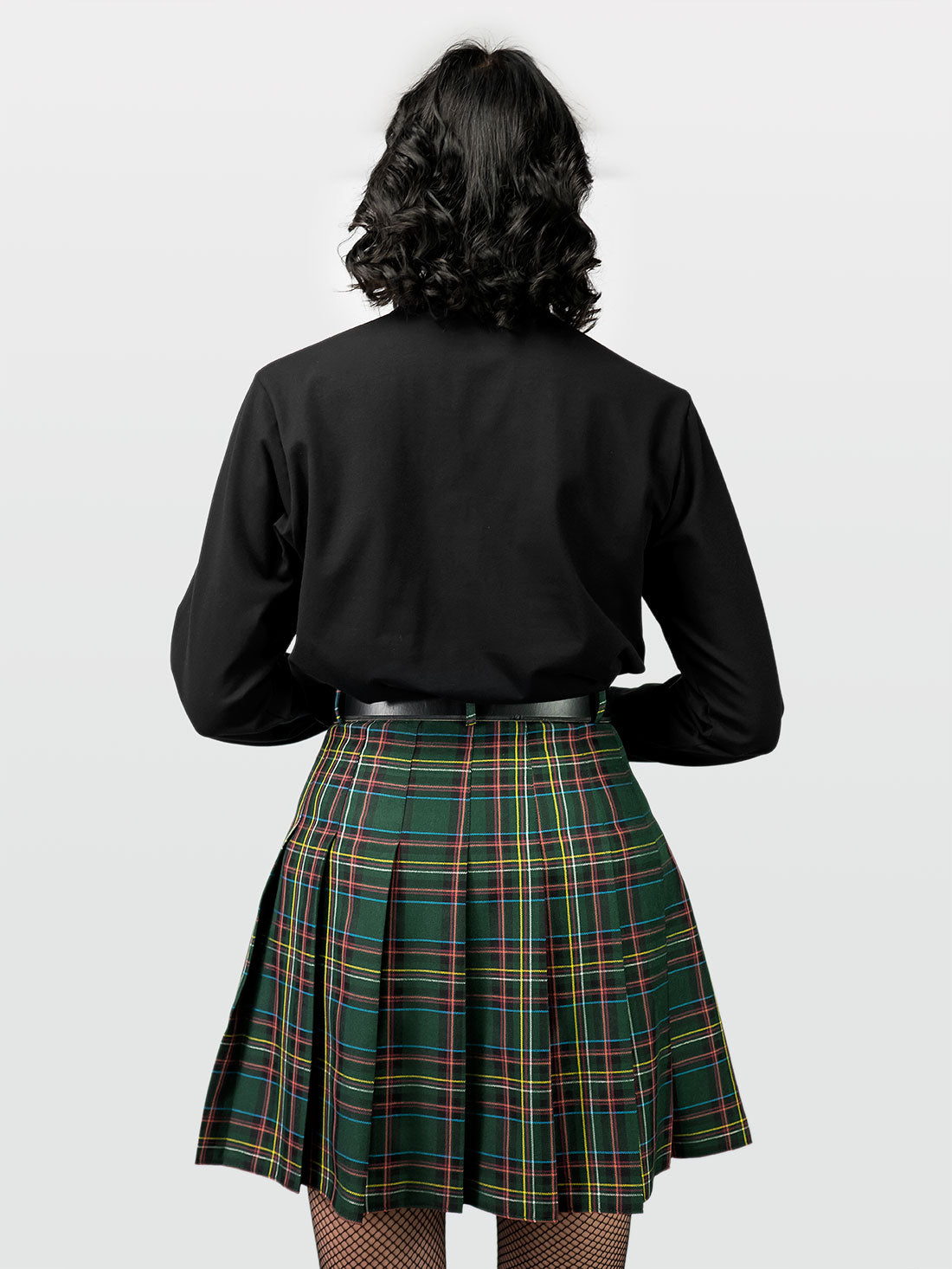 TALL Tennis skirt w zieloną kratę ze szlufkami