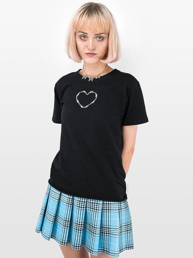Czarny t-shirt z haftem Thorn Heart