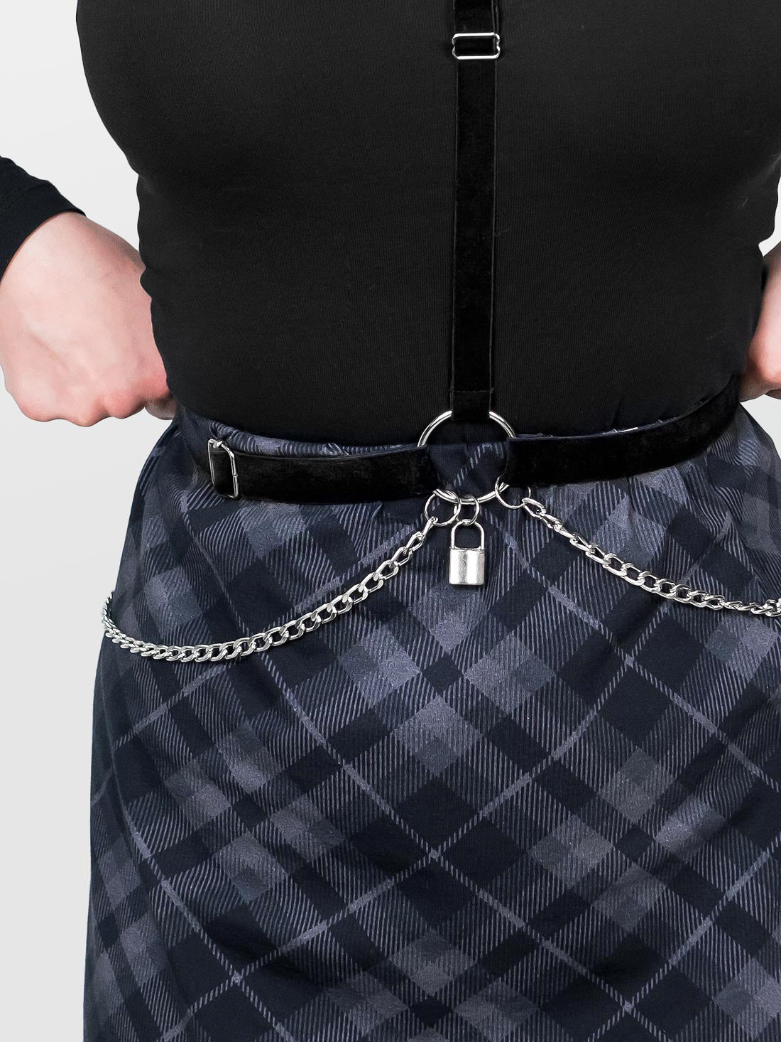 Uprząż z weluru z kłódką Padlock