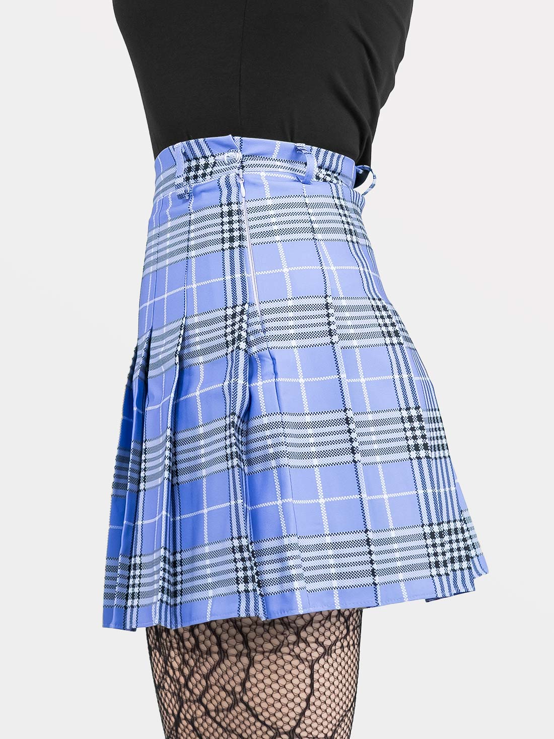 Tennis skirt w fioletową kratę ze szlufkami