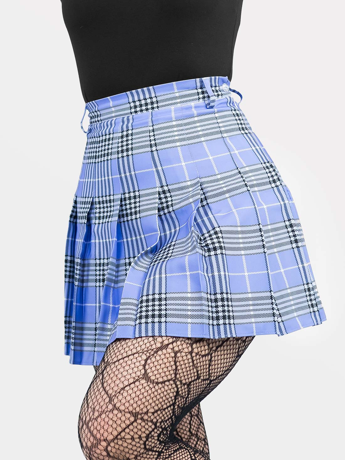 Tennis skirt w fioletową kratę ze szlufkami