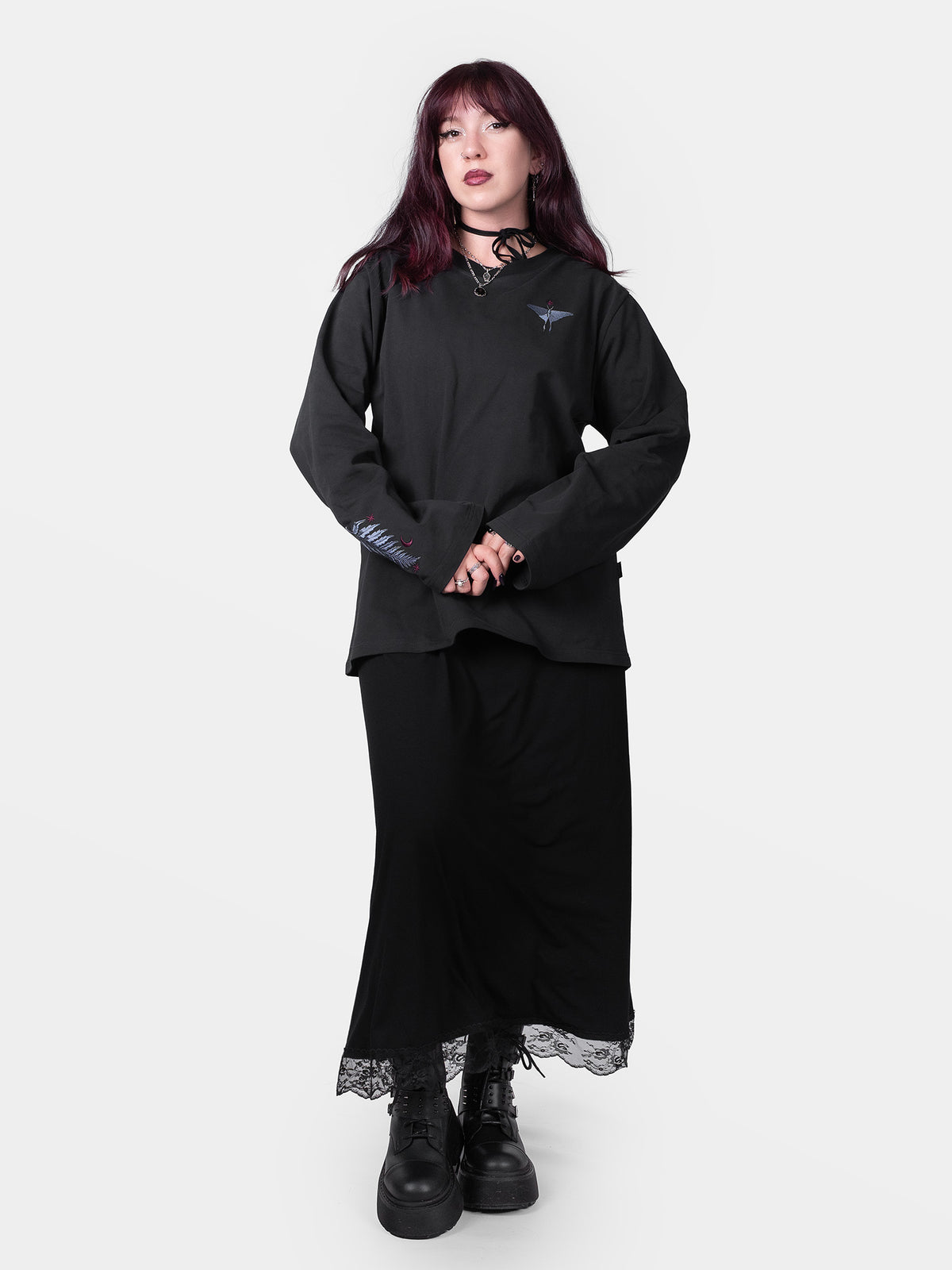 Longsleeve z haftami Flora