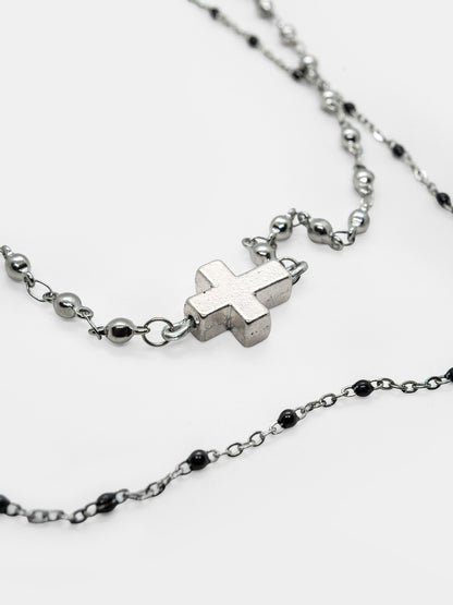 Podwójny choker z krzyżem Desolate