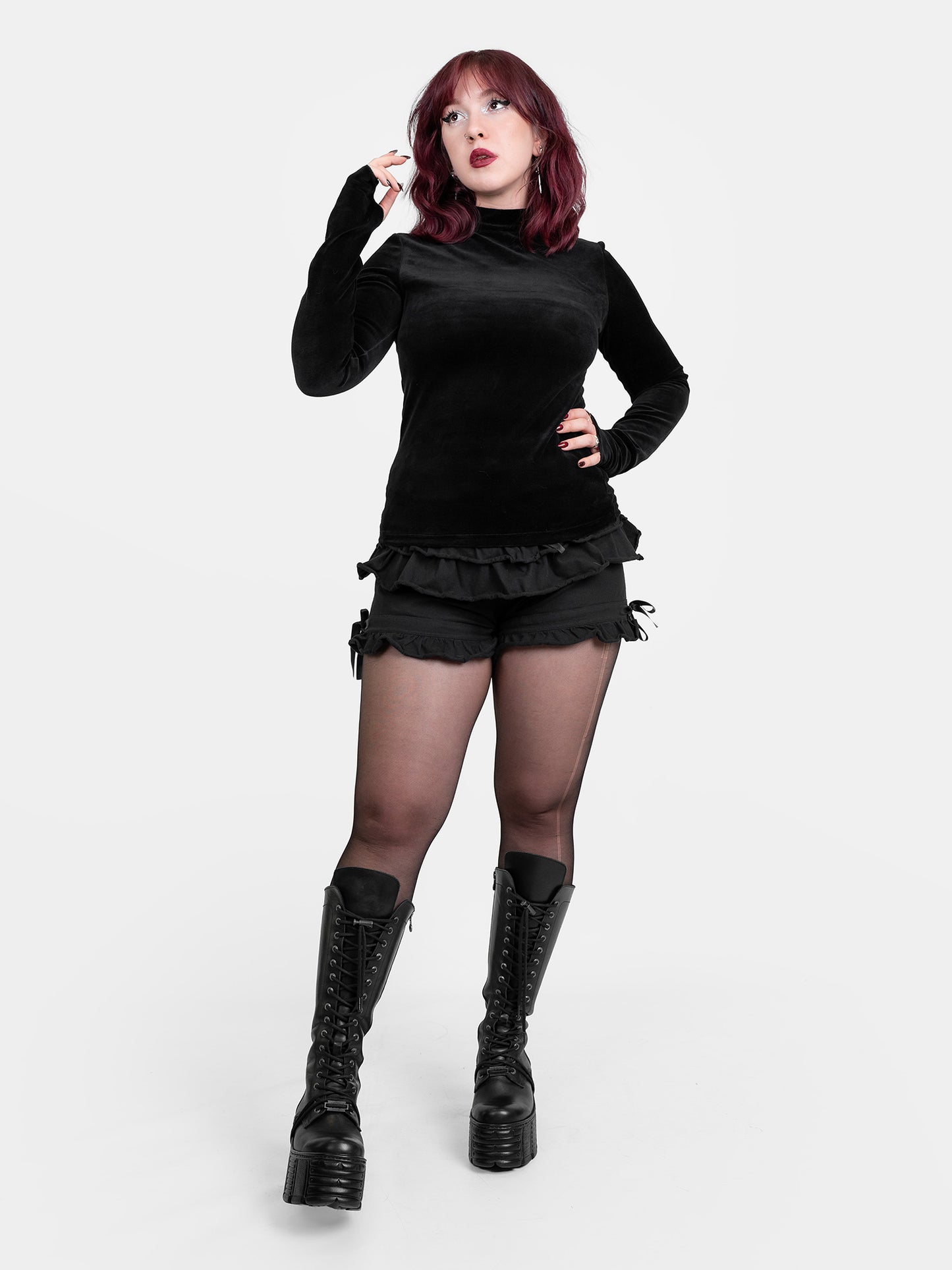 Ash Cotton Velvet Turtleneck