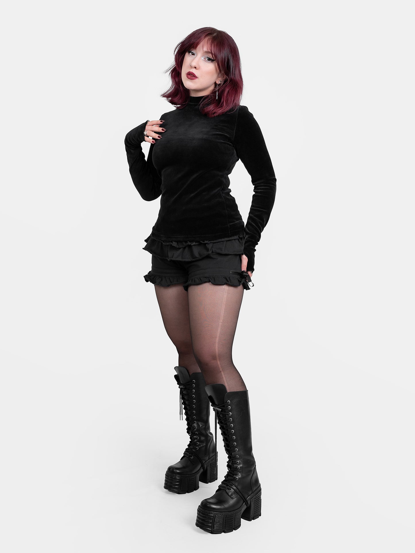 Ash Cotton Velvet Turtleneck