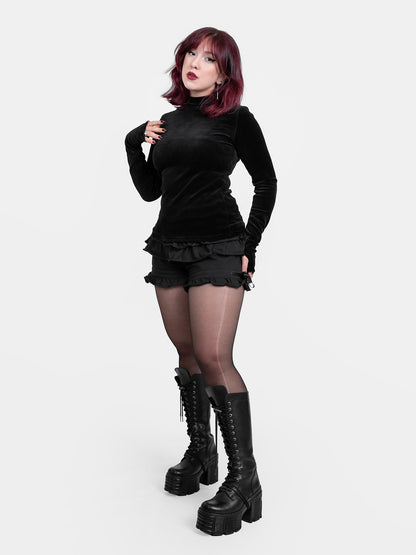 Ash Cotton Velvet Turtleneck