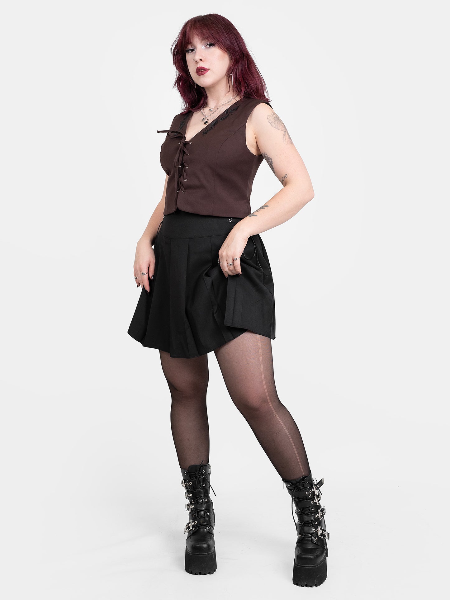 Plisowana spódnica z wiązaniem Veyra