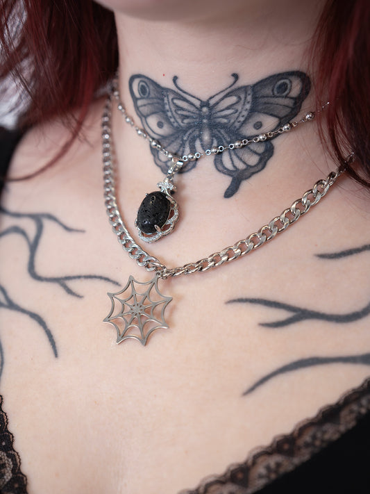 Podwójny naszyjnik z kamieniem lawy Oblivra