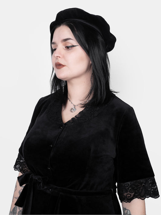 Beret z weluru bawełnianego