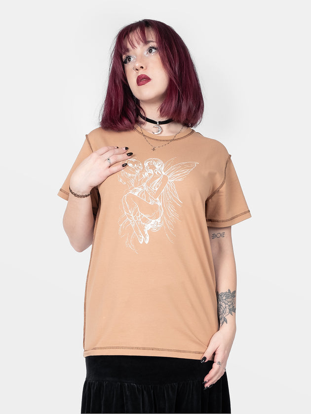 Karmelowy T-shirt z wróżką Deathly Fairy