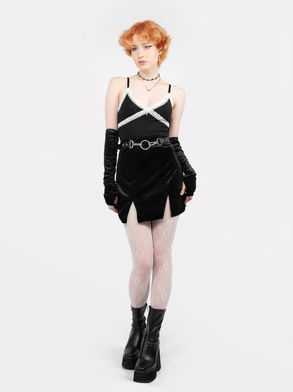 Crop top z białą koronką Wither