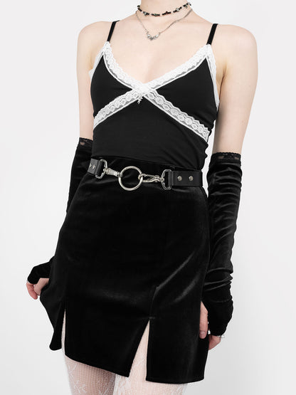 Crop top z białą koronką Wither